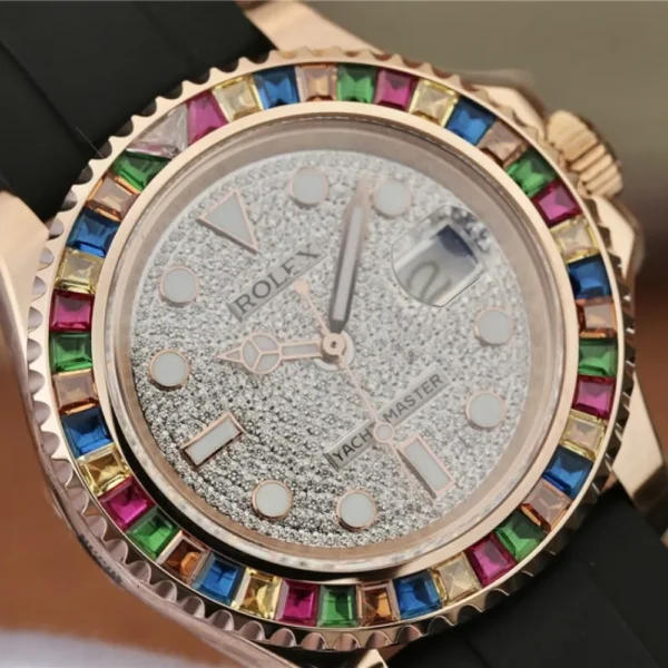 YACHT MASTER 1 GOLDEN DIAMOND BEZEL & DIAL RUBBER STRAP 40MM - 图片 3