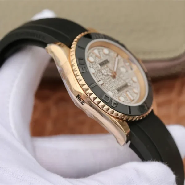 YACHT MASTER 1 GOLDEN DIAMOND DIAL RUBBER STRAP 40MM m126655-0005 - 图片 4