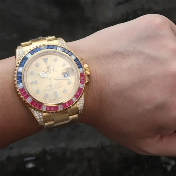 SUBMARINER GOLDEN BLUE / RED DIAMOND GOLD DIAL 40MM - 图片 6