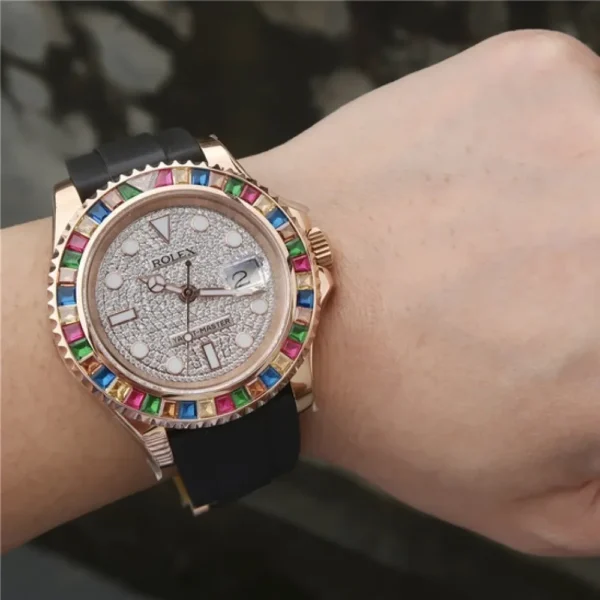 YACHT MASTER 1 GOLDEN DIAMOND BEZEL & DIAL RUBBER STRAP 40MM - 图片 4