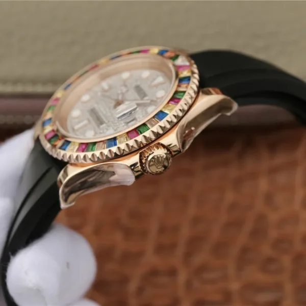 YACHT MASTER 1 GOLDEN DIAMOND BEZEL & DIAL RUBBER STRAP 40MM - 图片 6