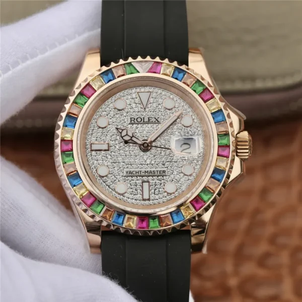 YACHT MASTER 1 GOLDEN DIAMOND BEZEL & DIAL RUBBER STRAP 40MM - 图片 2