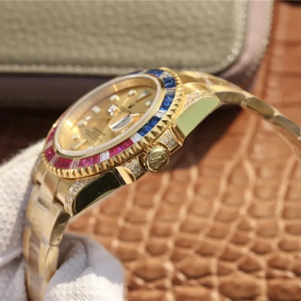 SUBMARINER GOLDEN BLUE / RED DIAMOND GOLD DIAL 40MM - 图片 3