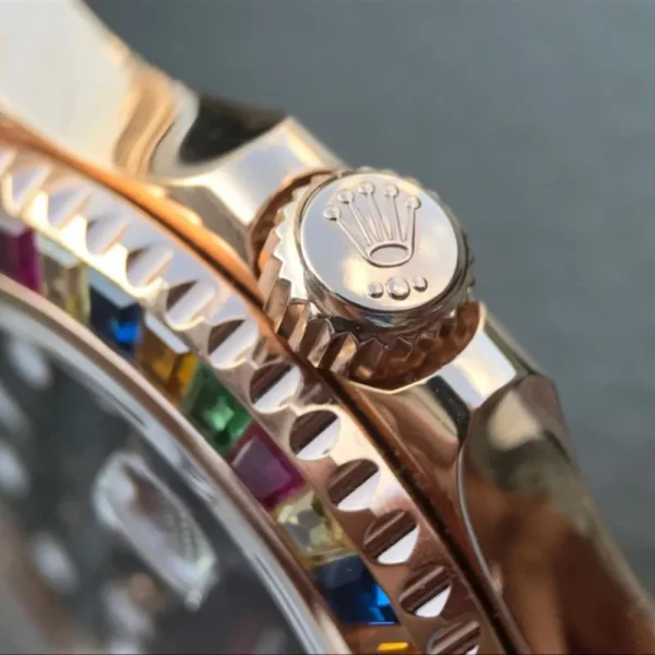 YACHT MASTER 1 GOLDEN DIAMOND BEZEL BLACK DIAL RUBBER STRAP 40MM 116695SATS - 图片 10
