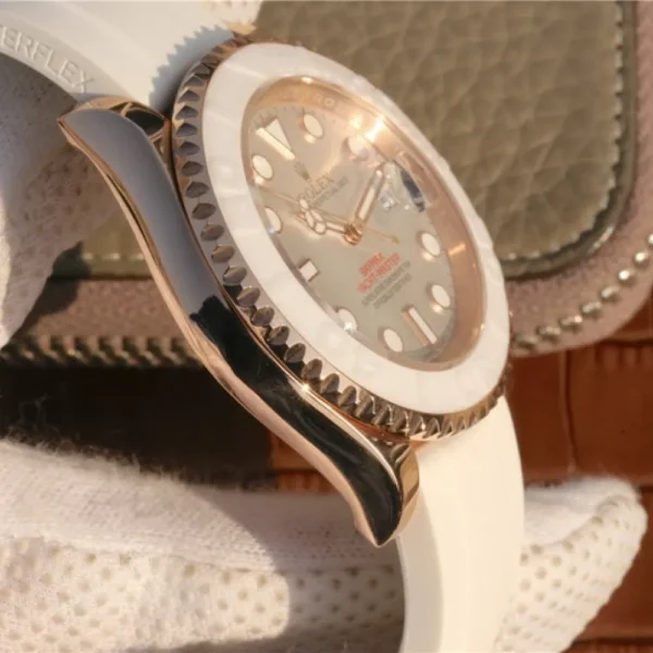 YACHT MASTER 1 BAYMAX ROSE GOLD MIX WHITE RUBBER STRAP 40MM 116655-Oysterflex Bracelet white - 图片 4