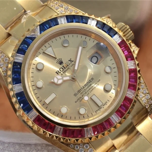 SUBMARINER GOLDEN BLUE / RED DIAMOND GOLD DIAL 40MM