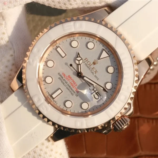 YACHT MASTER 1 BAYMAX ROSE GOLD MIX WHITE RUBBER STRAP 40MM 116655-Oysterflex Bracelet white - 图片 3