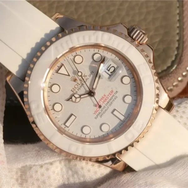 YACHT MASTER 1 BAYMAX ROSE GOLD MIX WHITE RUBBER STRAP 40MM 116655-Oysterflex Bracelet white - 图片 2