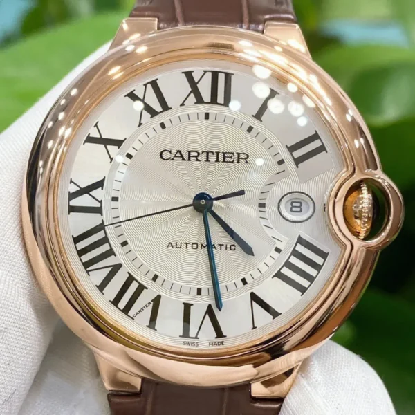 BALLON BLEU DE CARTIER WATCH 40 mm, automatic movement, 18K Rose gold, leather - 图片 4