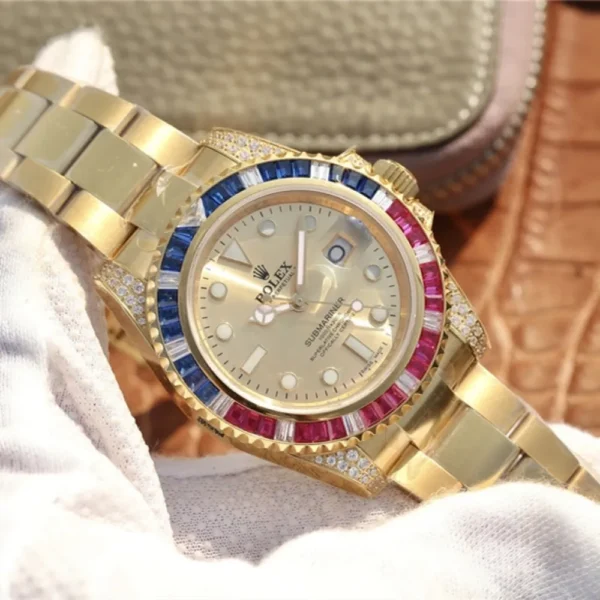 SUBMARINER GOLDEN BLUE / RED DIAMOND GOLD DIAL 40MM - 图片 4