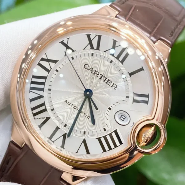 BALLON BLEU DE CARTIER WATCH 40 mm, automatic movement, 18K Rose gold, leather - 图片 2