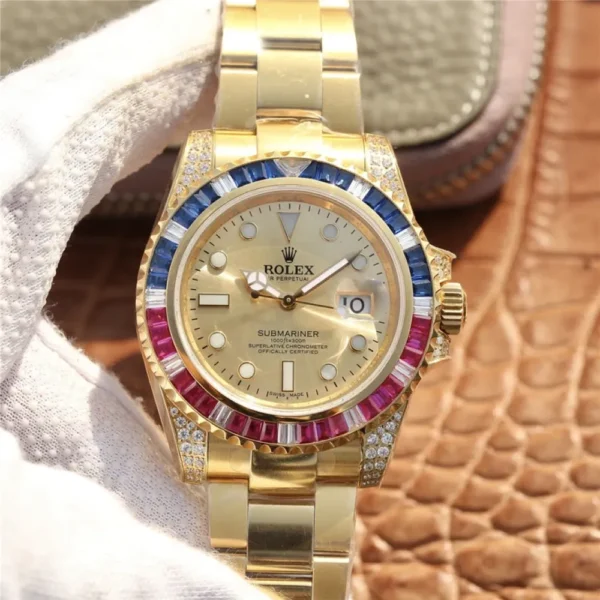 SUBMARINER GOLDEN BLUE / RED DIAMOND GOLD DIAL 40MM - 图片 9