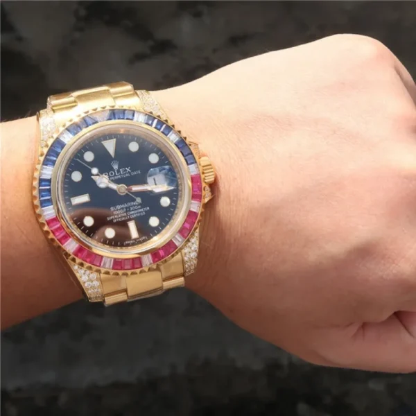 SUBMARINER GOLDEN BLUE / RED DIAMOND BLACK DIAL 40MM - 图片 4