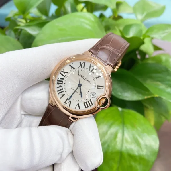 BALLON BLEU DE CARTIER WATCH 40 mm, automatic movement, 18K Rose gold, leather - 图片 5