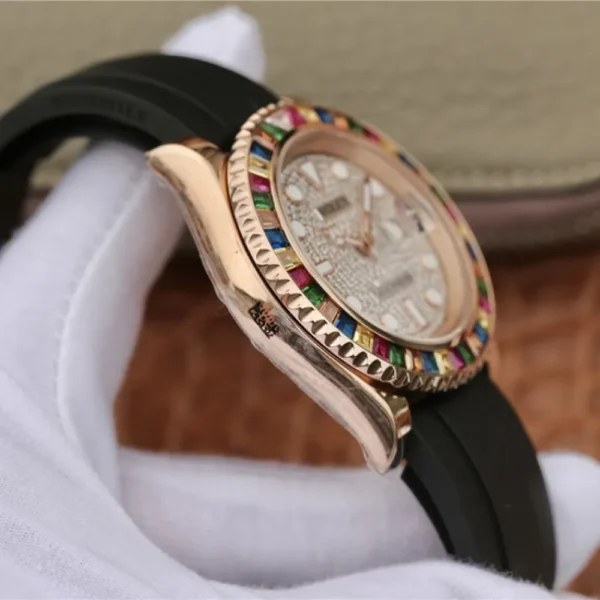 YACHT MASTER 1 GOLDEN DIAMOND BEZEL & DIAL RUBBER STRAP 40MM - 图片 7